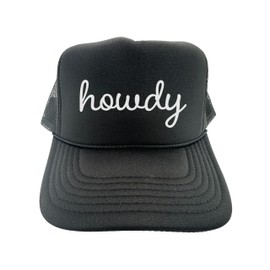 Western Trucker Hat/Howdy/Cowboy Snapback/Otto Cap/Adjustable Strap (Black)
