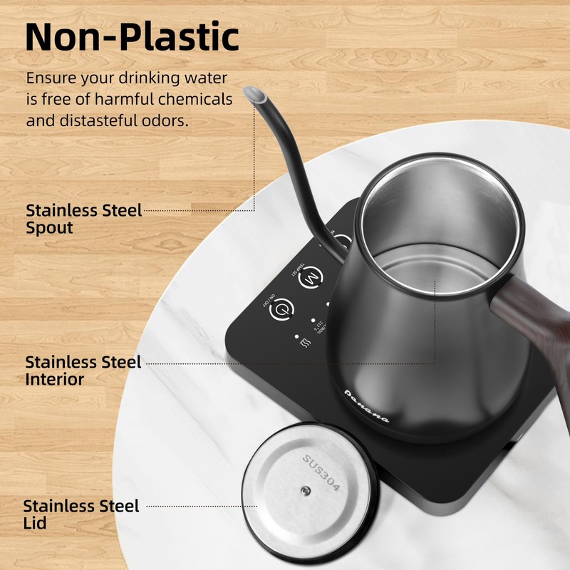 Panana Electric Gooseneck Kettle, Electric Tea Kettles Temperature Control ±1℉