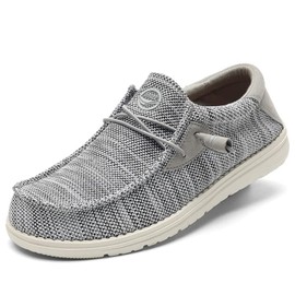 Grand Attack Zapatos para Hombre | Zapatos para Caminar | Mocasines Casuales con Cordones | Cómodos y Ligeros | Viajes de Ocio, Zapato de conducción, Gris, 27CM