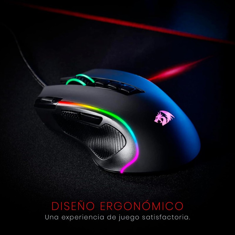 Redragon Mouse Gamer Predator M612 8000 dpi RGB Color Negro