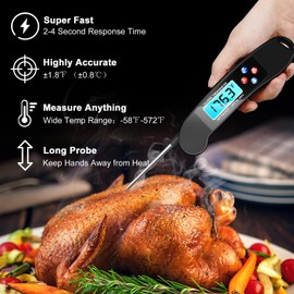 Awaiymi Digital Talking Thermometer for The Blind, Waterproof Instant Read Food Thermometer with Talking Function & Backlight, Meat Thermometer with Probe for Cooking and Grilling, and More