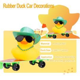 CoFuBcad Rubber Duck Car Dashboard St. Patrick's Day Decoration Cute Car Ornaments Accessories with Lucky Green Shamrocks Hat, Necklace Skate and Sunglasse(A9)