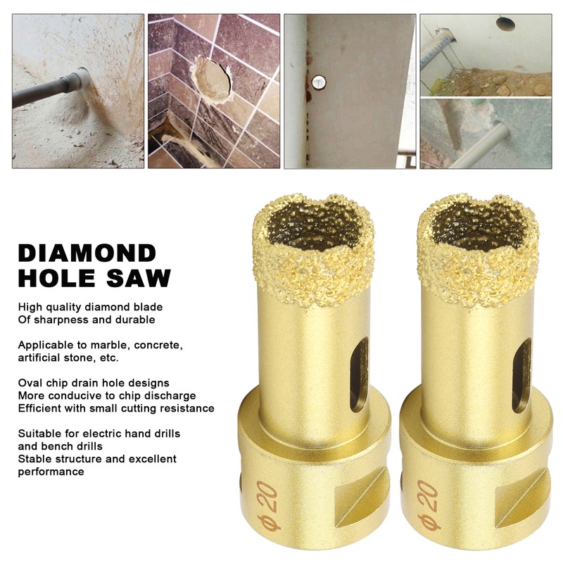 2Pcs Diamond Hole Saw Opener Brazing Drill Bit Drilling Marble