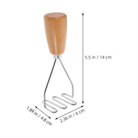 Cabilock Potato Masher Stainless Steel Potato Smasher with Wooden Handle Food Presser Tool Kitchen Gadget Tool for Fruit Vegetable