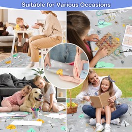 High Chair Splash Floor Mat,Unicorn Castle Waterproof Washable Slip Splash Mat for Under High Chair Food Catcher,Gray Tree,107x117cm