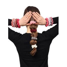 Radhu & Kabby Pack of 12 | Hair Scrunchie for Women/Girls | Silky Fabric Suits Every Hair type | Fancy & Stylish | Hair Ties for All Occasions | Multi Color