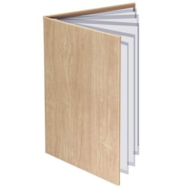 PRO-MWA4-12 Menu Book, Hardcover, Wood Grain, 12 Pages (6 Sheets, 12 Sides), A4 (Natural), Book (English Language Not Guaranteed)