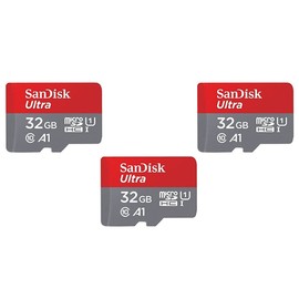 SanDisk Ultra 32GB microSDHC UHS-I Card with Adapter - 98MB/s U1 A1 - SDSQUAR-032G-GN6MA, 3 Pack(32GB)