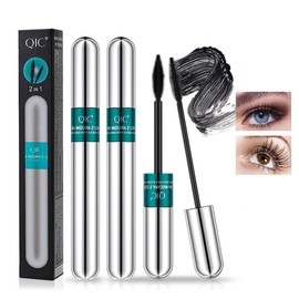 2 in 1 Black Mascaras,4D Natural Lengthening And Thickening Effect Mascara For Women,Waterproof Not Sticky Long Lasting Charming No Clumping(2Pcs) A