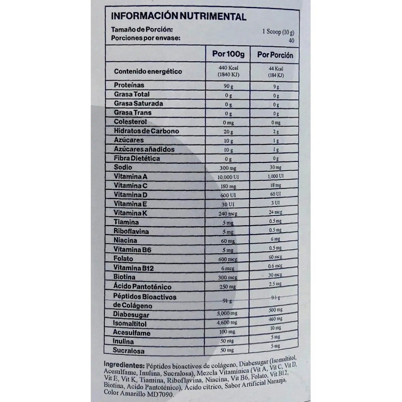 Péptidos De Colágeno Biotina 400 G Naranja G-prot