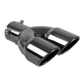 2.5" 63mm Exhaust tips Stainless Steel Car Exhaust Muffler Auto Throat Double End Silencer, Outlet 3" (Straight Black)
