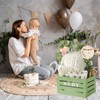 JarThenaAMCS Wooden Baby Shower Crate Closet Sage Green Welcome Baby
