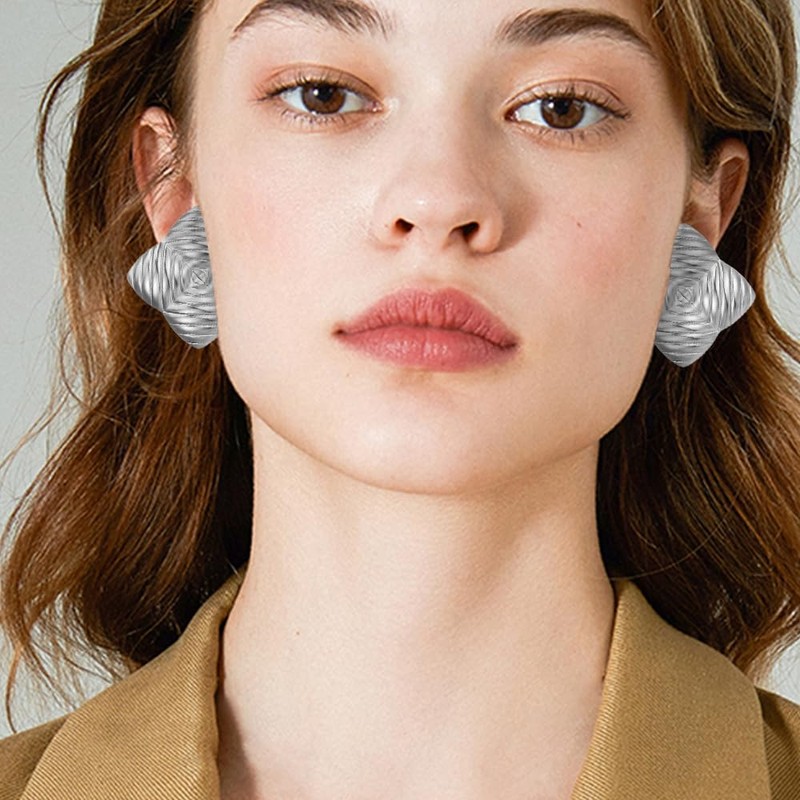 FFWTPY Women's Earrings Hypoallergenic Square Stainless Steel Earrings Trendy Commuting