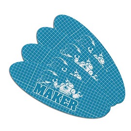 Maker Blueprint Design with Robot and Gears Double-Sided Oval Nail File Emery Board Set 4 Pack