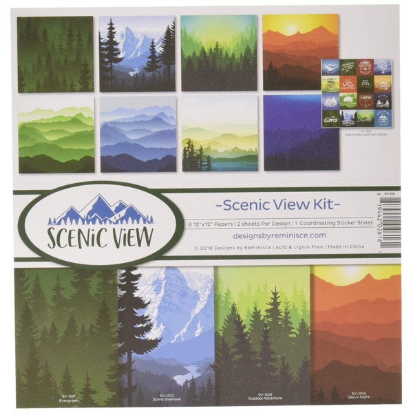 Reminisce Scenic View Scrapbnook Scrapbook Collection Kit, Multi Color Palette, 12x12 inches