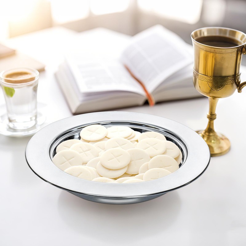 Bekith 2 Pack Communion Plates for Church, Communion Ware Stainless