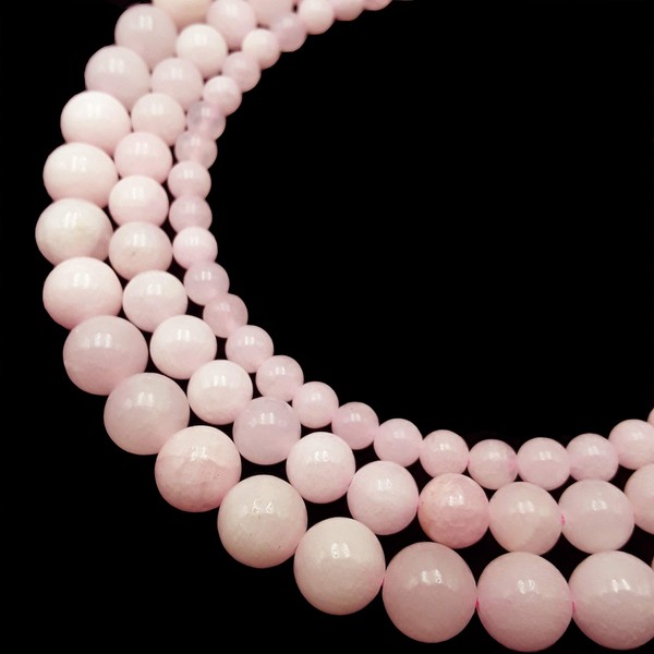 JM Design Natural Pink Mangano Calcite Smooth Round Beads 8mm