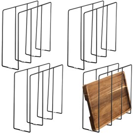 Blulu U Shaped Cookie Sheet Organizer for Cabinet Baking Sheet Organizer Kitchen Cabinet Dividers Vertical Chrome Pan Rack Storage Wires Tray Dividers Face Opening of 3.5"(Black,4 Pcs)