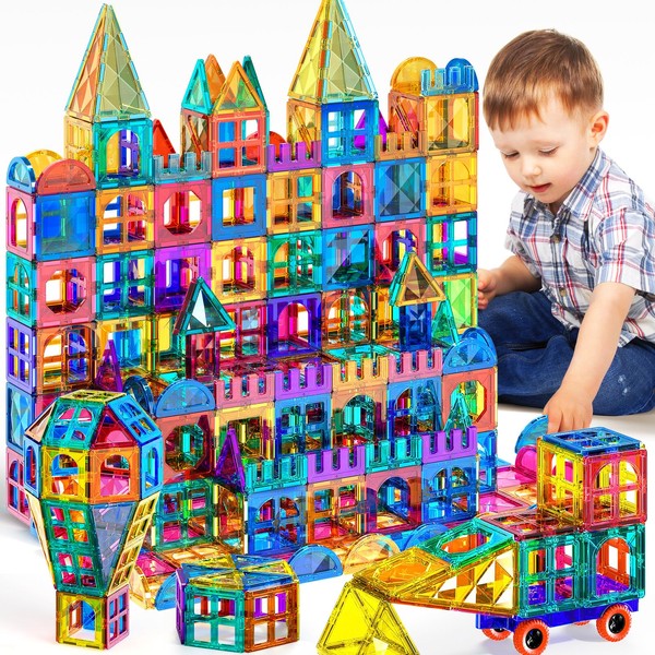TEMI Magnetic Tiles,80 Piece Building Blocks, Magnets Building Set, STEM Toys Christmas Toy Gift for 3 4 5 6 7 8 9+ Year Old Toddler Kids Boys and Girls