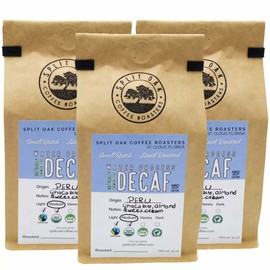 Split Oak Coffee Roasters 3 Pack Organic Decaf Coffee Medium Roasted Peru Coffee Whole Beans 12oz. Sweet E