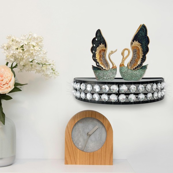 ZEXUIRU 1 Set Bling Rhinestone Shelves Semi-Circular Metal Floating Shelves