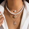 Dainty Layered Pearl Necklaces 14K Gold Plated Shell Starfish Eye