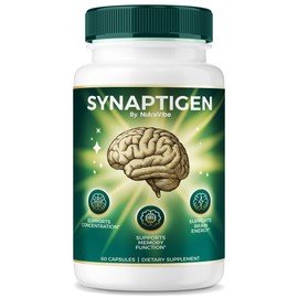 NutraVibe Synaptigen Capsules – Daily Support for Focus, Clarity, Recall & Sharpness | Natural Blend in Gentle, Easy-to-Take Synaptigen Pills for Everyday Concentration & Clear Thinking (60 Capsules)