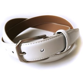 Paris 16K Men's Color Belt, Cowhide Leather, Business Casual, Golf, Buckle Design, Fashionable, white