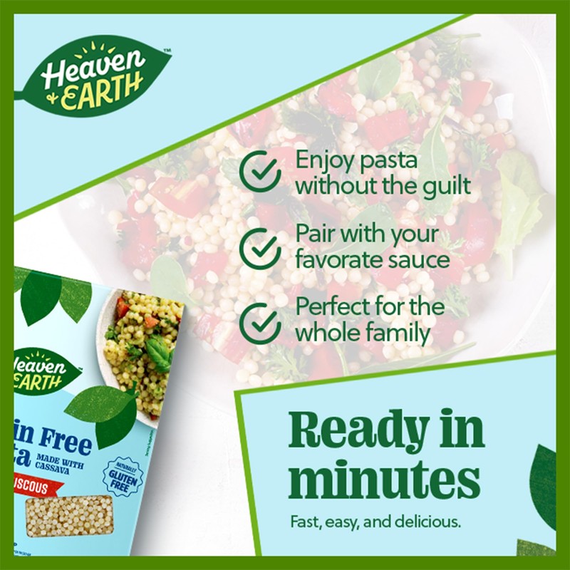 Heaven & Earth Grain Free Pasta, Cassava Pearled Couscous, 8oz