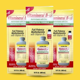 Menper Vitamineral B-12 Multivitamin with Zinc – Alcohol-Free 16 fl oz (3-Pack)