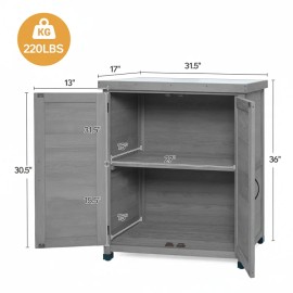 US Warehouse in Stock Waterproof Potting Bench Outdoor Garden Storage Sheds Wood Table Top Outdoor Work Station Tabletype: Gray