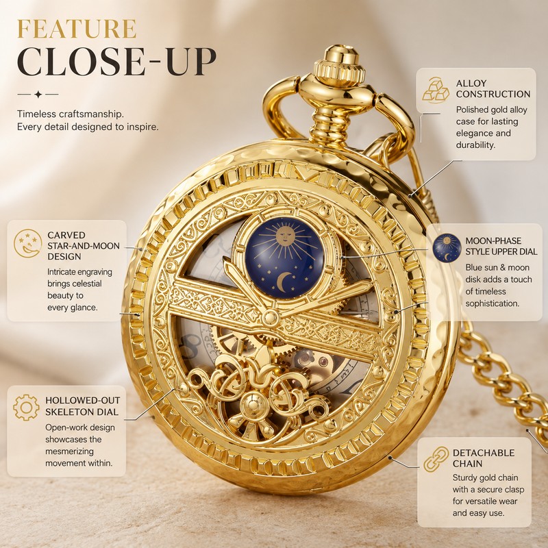 Vintage Mechanical Pocket Watch for Everyday Style – Hollow Star