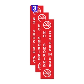 3 x No Smoking Oxygen in Use Sign | 9 x 2 Inch Self-adhesive Vinyl Oxygen Sign | UV-resistant, Waterproof Oxygen in Use Signs for Home