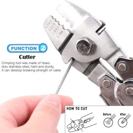 Stainless Steel Wire Cable Crimping Tool Kit, Cutter &Crimper Plier, 100FT 304 Wire Rope, 100pcs Aluminum Sleeves Stops Complete Kit (1/32'' Stainless Steel Cable Kit)