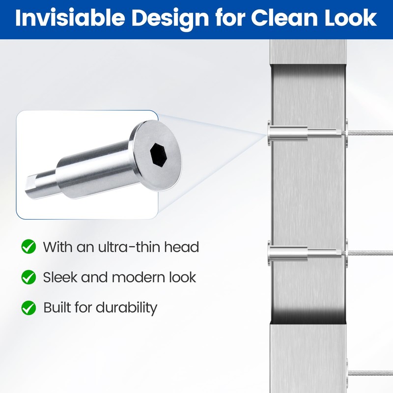 [Patent] Muzata 10 Pack 1/8" Invisible Cable Railing Kit Hardware