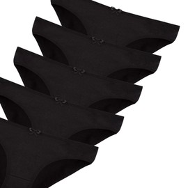 Donella Teen Girls' Cotton Underwear 5 Pack - Soft Stretch Bikini Panties for Girls, Black, Age: 14-15