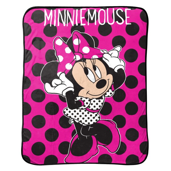 Jay Franco Dots are The New Black Plush Throw, Minnie Pink