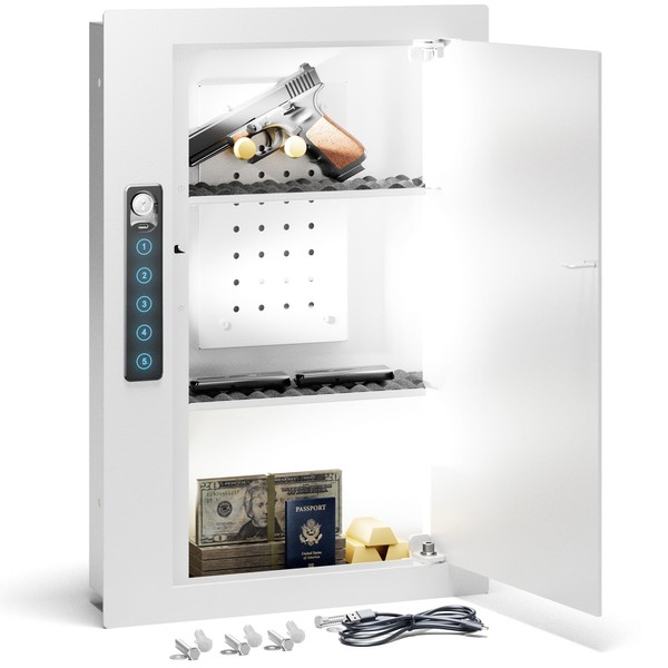 Grimtron Quick Access Wall Gun Safe with Removable Pegboard &