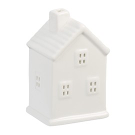 Relaxdays Ceramic Tea Light House, Light House for 1 Tea Light, H x W x D: 12 x 7.5 x 6 cm, Tea Light Holder House, White, 7 cm