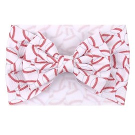 ZCYYYS 7’’ Hair Bow Headband for Baby Baseball Hairband Toddler Bowknot Headband Wide Hair Band Sport Football Headbands TSFD65 (Baseball Pattern, One Size)