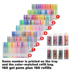 320 Pack Gel Pens Set, Smart Color Art 160 Colors Gel Pen with 160 Refills for Adult Coloring Books Drawing Painting Writing