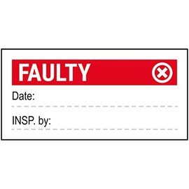 VSafety Faulty Write On Red Stickers, 51mm x 25mm (Pack of 250)