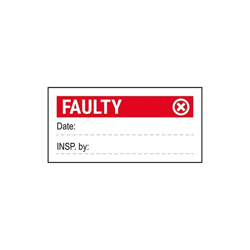 VSafety Faulty Write On Red Stickers, 51mm x 25mm (Pack