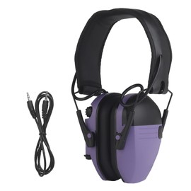 Electronic Shooting Ear Protection for Shooting Range with Sound Amplification Noise Reduction Hearing Protection Earmuffs (Purple)