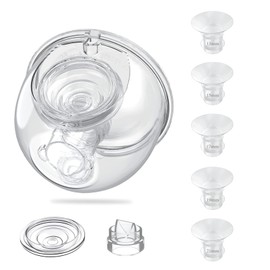 Accesorios de vaso colector de leche para extractor de leche, compatible con extractor de leche TSRETE/kmaier/eulumap/Momcozy S9/S12 de 24 mm, válvula de pico de pato mejorada con rotación última intervensión, 5 piezas adicionales de inserciones de brida