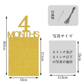 Birthday Photo Garland Photo Frame Decoration 1 Year 12 Months Birthday Party Celebration Decor Wall Hanging Picture Frame Picture Frame Anniversary Baby Wedding with String (Gold)