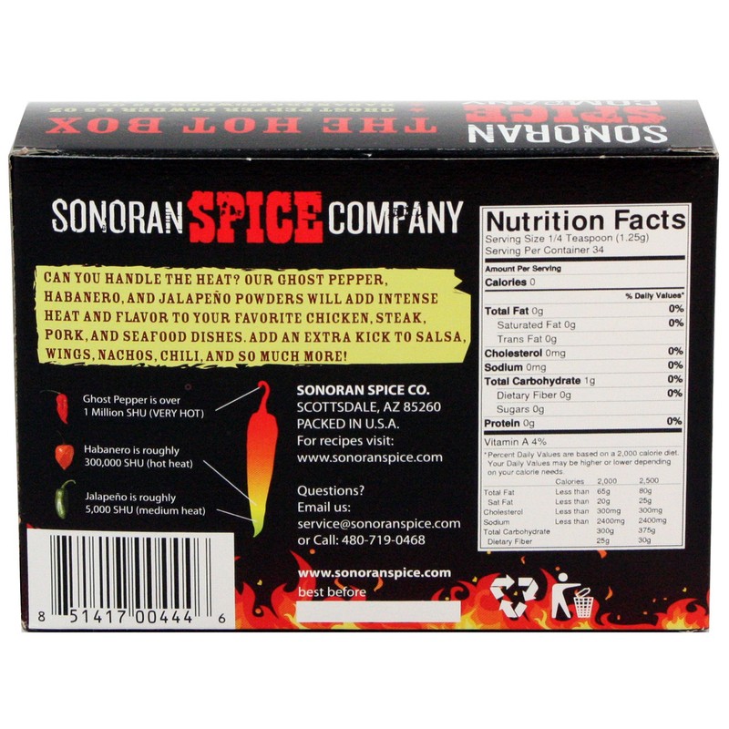 Sonoran Spice Ghost Pepper, Habanero, Jalapeno Powder Hot Box