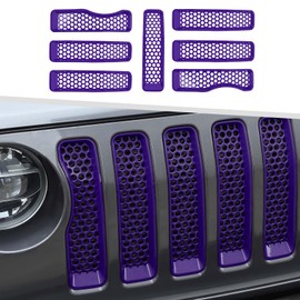 7PCS Mesh Grille Inserts Fit for Jeep Wrangler JL Sport/Sport S 2018-2024 (Purple)