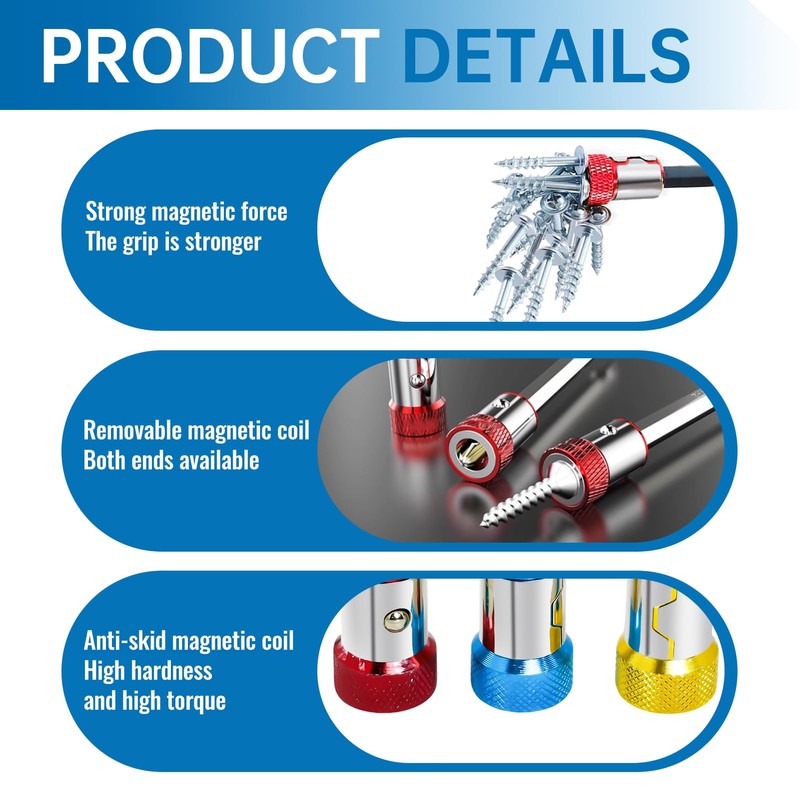 Screwdriver Head Magnetic Ring 4Pcs Aluminum Alloy Magnetic Bit Holder