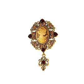 Vintage Victorian Lady Beauty Maiden Cameo Brooch Pin For Women Fashion Elegant Teardrop Pendant Crystal Brooches For Hat Scarf Collar Lapel Corsage Royal Luxury Jewelry Gifts For Anniversary Birthday